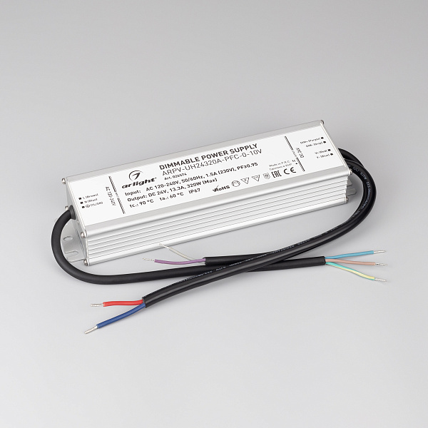 Блок питания ARPV-UH24320A-PFC-0-10V (24V, 13.3A, 320W) (Arlight, IP67 Металл, 7 лет) Lednikoff