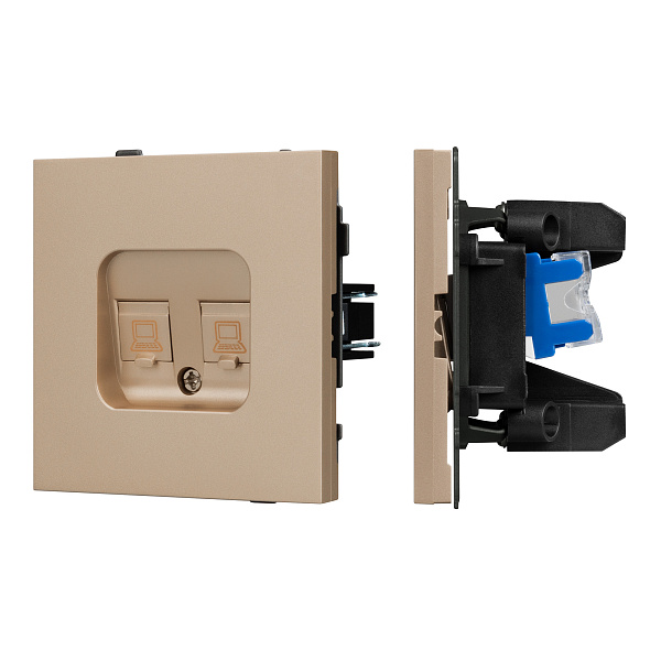 Механизм компьютерной розетки двойной SCT-TENDO-MPC2-PL-GD (RJ-45, CAT6) (Arlight, Песочный) Lednikoff
