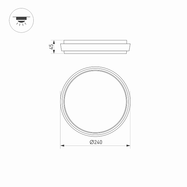 Светильник LGD-GIRO-R240-25W Warm3000 (GR, 110 deg, 230V) (Arlight, IP54 Металл, 3 года) Lednikoff