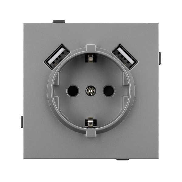 Механизм розетки с USB зарядкой SCT-TENDO-MUAA-PL-GR (230V, 16A) (Arlight, Графитовый) Lednikoff