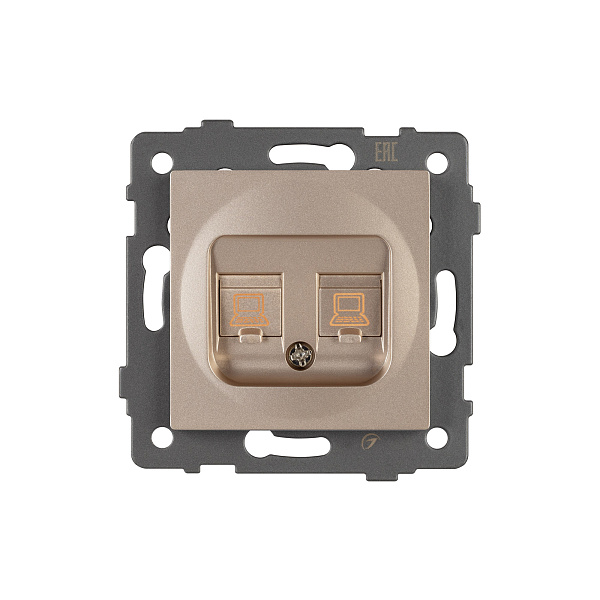 Механизм компьютерной розетки двойной SCT-MPC2-PL-GD-V (RJ-45, CAT6) (Arlight, -) Lednikoff