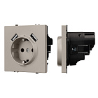 ARL NOBE Розетка зк со шторками с USB тип А+А софт-тач кашемир SCT-MUAA-SFPL-CA (250V, 16A) (Arlight, -) Lednikoff