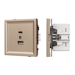 Механизм USB розетки SCT-TENDO-MUAC-PL-GD (5V, 3A, QC3) (Arlight, Песочный)