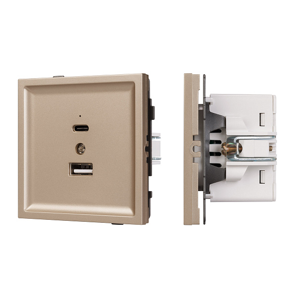 Механизм USB розетки SCT-TENDO-MUAC-PL-GD (5V, 3A, QC3) (Arlight, Песочный) Lednikoff