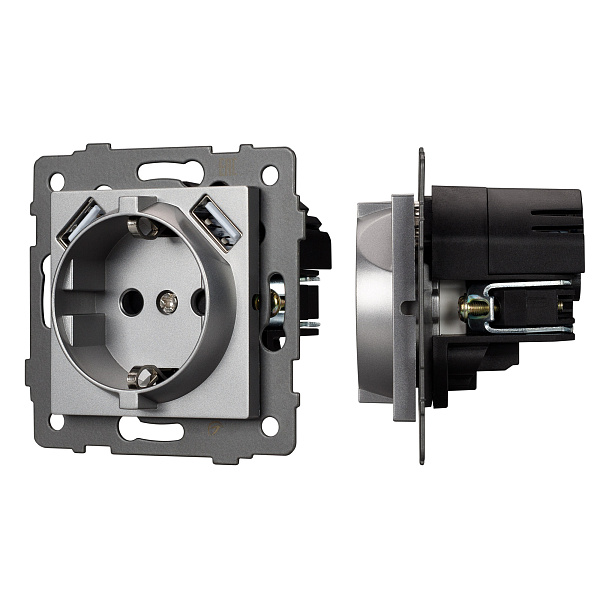 Механизм розетки с USB зарядкой SCT-MUAA-PL-GR-V (250V, 16A) (Arlight, -) Lednikoff