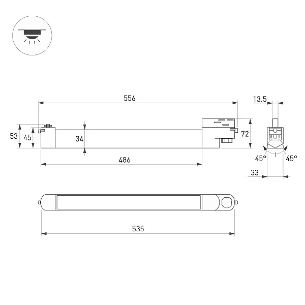 Светильник LGD-NEPTUN-4TR-L535-20W Day4000 (BK, 100 deg, 230V) (Arlight, IP20 Металл, 5 лет) Lednikoff