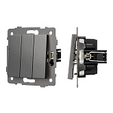 Механизм выключателя трехклавишный непроходной SWT-MK03-PL-GR-V (250V, 10A) (Arlight, -)