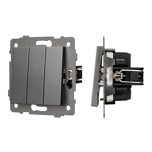 Механизм выключателя трехклавишный непроходной SWT-MK03-PL-GR-V (250V, 10A) (Arlight, -) Lednikoff