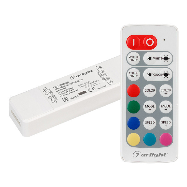 Контроллер ARL-MINI-RGBW-4x2.5A (5-24V, RF ПДУ 20кн) (Arlight, IP20 Пластик, 1 год) Lednikoff