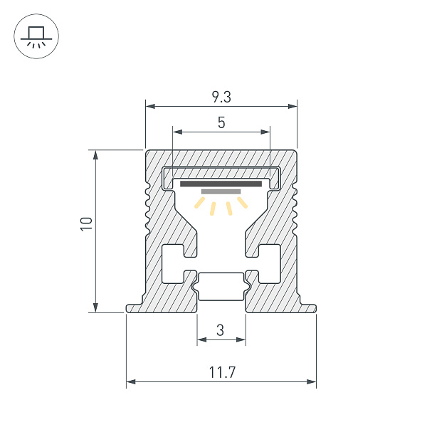 Профиль с экраном SL-MINI-3-H10-F12-2000 IRON GREY (Arlight, Алюминий+пластик) Lednikoff
