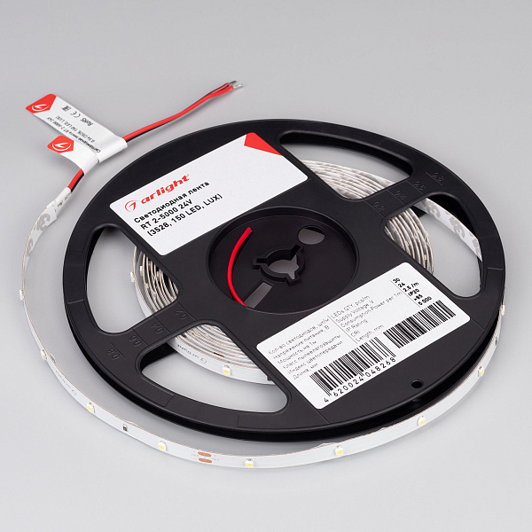 Светодиодная лента RT-A30-8mm 24V Cool 8K (2.9 W/m, IP20, 2835, 5m) (Arlight, 2.9 Вт/м, IP20) Lednikoff