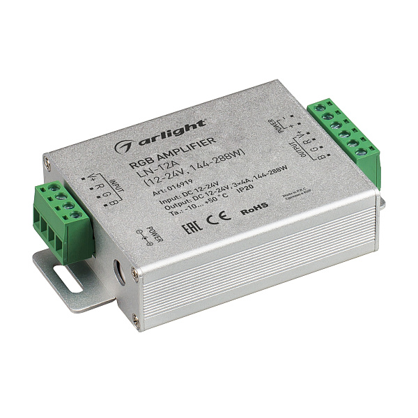 RGB-усилитель LN-12A (12-24V, 144-288W) (Arlight, IP20 Металл, 1 год) Lednikoff
