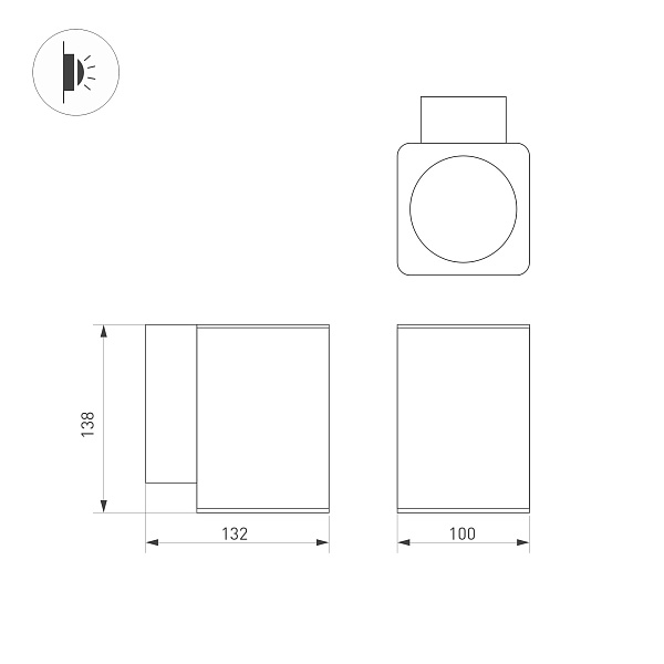 Светильник LGD-EVO-WALL-S100x100-12W Day4000 (GR, 44 deg, 230V) (Arlight, IP54 Металл, 3 года) Lednikoff