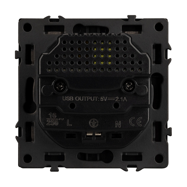 Механизм розетки с USB зарядкой SCT-NOBE-MUAA-SFPL-BK (230V, 16A) (Arlight, Черный оникс) Lednikoff