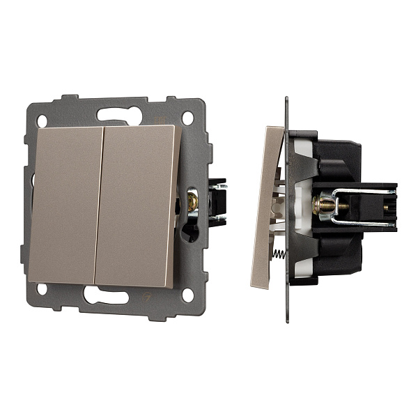 Механизм выключателя двухклавишный самовозвратный SWT-MKR2-PL-GD-V (250V, 10A) (Arlight, -) Lednikoff