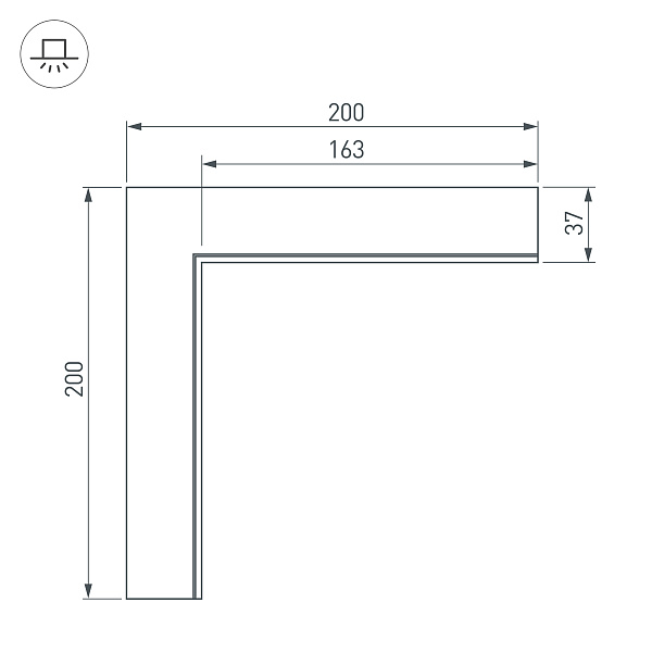 Угол SL-LINIA45-FANTOM внутренний (Arlight, Металл) Lednikoff