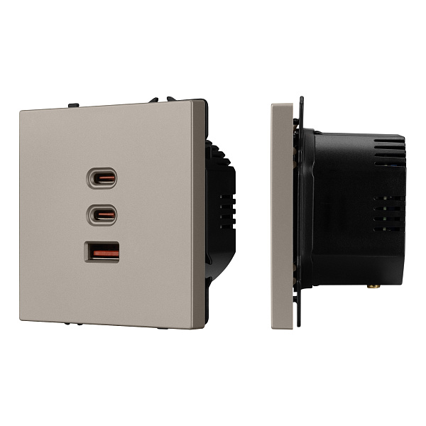 Механизм розетки с быстрой USB зарядкой SCT-NOBE-MUACC-SFPL-FC-CA (65W, QC3) (Arlight, -) Lednikoff