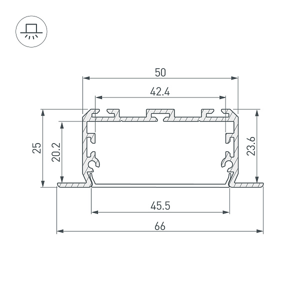 Профиль KLUS-POWER-W50-FS-2000 ANOD (Arlight, Алюминий) Lednikoff