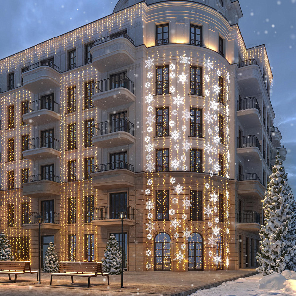 Фигура ARD-SNOWFLAKE-M7-450x375-108LED Warm (230V, 6.5W) (Ardecoled, IP65) Lednikoff