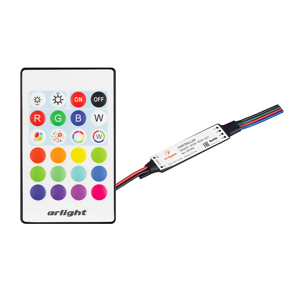 Контроллер SMART-MINI-RGB-SET (12-24V, 3x1.5A, ПДУ 24кн, IR) (Arlight, IP20 Пластик, 5 лет) Lednikoff