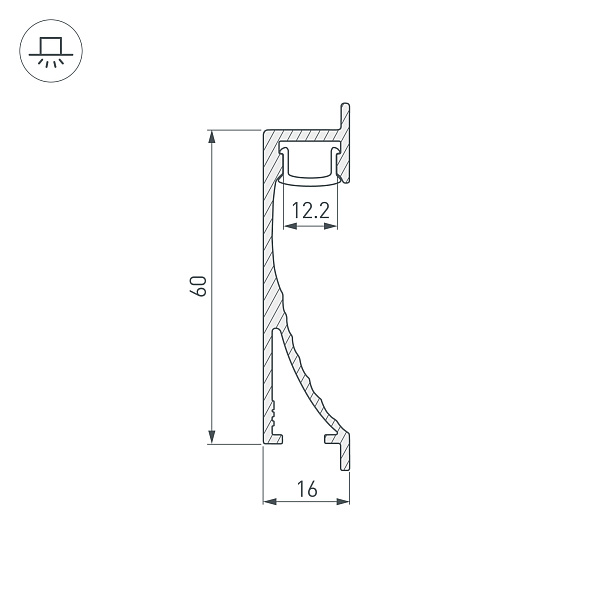 Профиль с экраном ALU-WALL-US-2000 ANOD+FROST (Arlight, Алюминий) Lednikoff