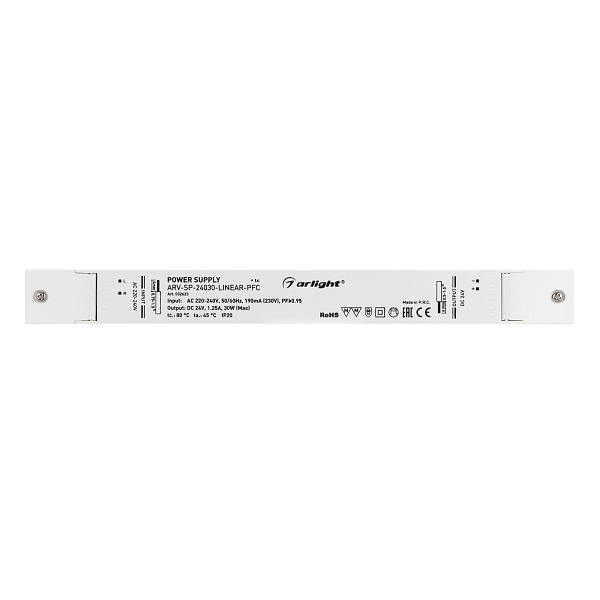 Блок питания ARV-SP-24030-LINEAR-PFC (24V, 1.25A, 30W) (Arlight, IP20 Пластик, 5 лет) Lednikoff