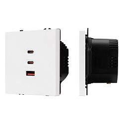 ARL NOBE USB Розетка тип А+С+С софт-тач белый кварц SCT-MUACC-SFPL-FC-WH (65W, QC3) (Arlight, -)