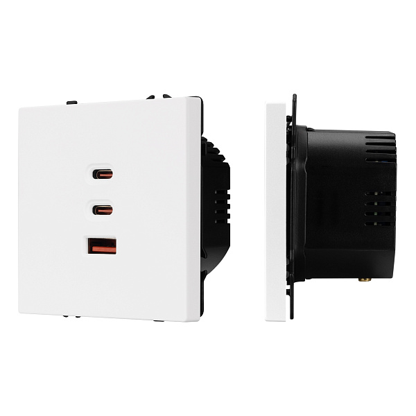 ARL NOBE USB Розетка тип А+С+С софт-тач белый кварц SCT-MUACC-SFPL-FC-WH (65W, QC3) (Arlight, -) Lednikoff