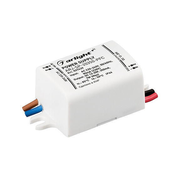 Блок питания ARJ-SP-20350-PFC (7W, 12-20V, 350mA) (Arlight, IP44 Пластик, 5 лет) Lednikoff