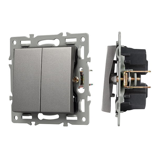Механизм выключателя двухклавишный непроходной SWT-MK02-PL-GR (250V, 16A) (Arlight, -) Lednikoff