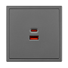 Механизм розетки с быстрой USB зарядкой SCT-NOBE-MUAC-SFPL-FC-GR (65W, QC3) (Arlight, Серый базальт) Lednikoff