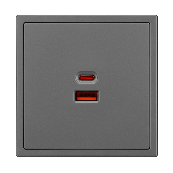 Механизм розетки с быстрой USB зарядкой SCT-NOBE-MUAC-SFPL-FC-GR (65W, QC3) (Arlight, Серый базальт) Lednikoff