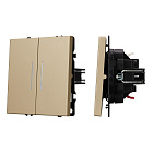 ARL NOBE Выключатель 2 кл подсветка софт-тач золотой песок SWT-MK02-SFPL-L-GD (250V, 10A) (Arlight, -) Lednikoff