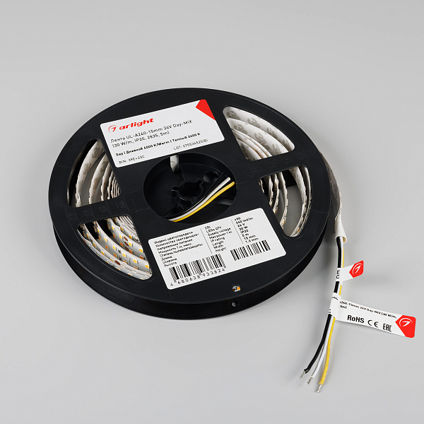 Светодиодная лента UL-A240-15mm 24V Day-MIX (30 W/m, IP20, 2835, 5m) (Arlight, Изменяемая ЦТ) Lednikoff