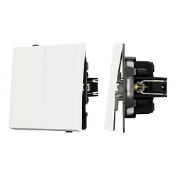 Механизм выключателя двухклавишный проходной SWT-TENDO-MKP2-SFPL-WH (230V, 10A) (Arlight, Матовый белый)