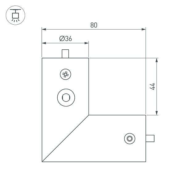 Соединитель профиля ROUND-D36-360-90 BLACK (Arlight, Алюминий) Lednikoff