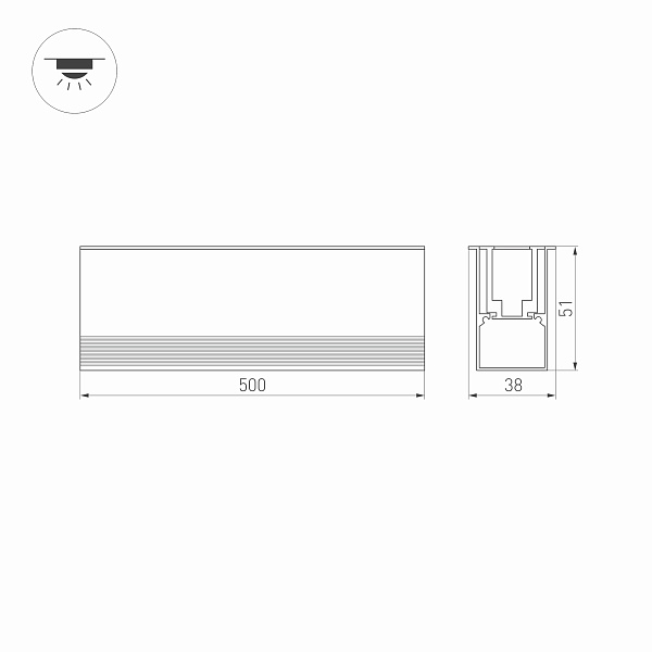 Светильник ART-LUMILINE-3351-500-12W Warm3000 (SL, 120 deg, 24V) (Arlight, IP67 Металл, 3 года) Lednikoff