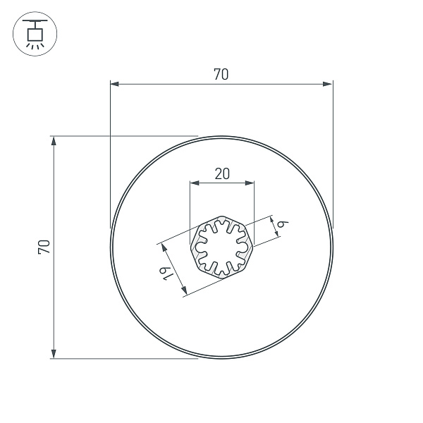 Профиль SL-ROUND-D70-360deg-2000 ANOD (Arlight, Алюминий) Lednikoff