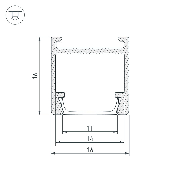 Профиль PDS-H16-2000 ANOD (Arlight, Алюминий) Lednikoff
