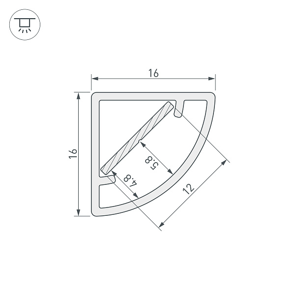 Профиль WPH-KANT-H16-1500 OPAL (Arlight, Пластик) Lednikoff
