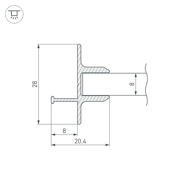 Профиль TOP-GLASS8-2D-2000 (Arlight, Алюминий) Lednikoff
