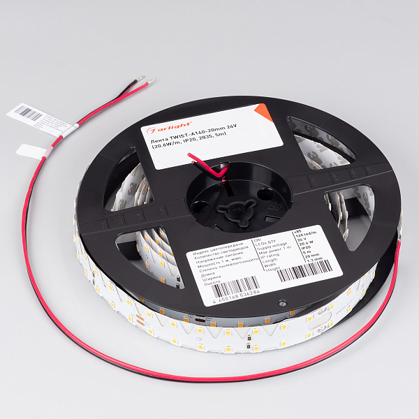 Светодиодная лента RT-A140-20mm 24V White6000 (20.6W/m, IP20, 5m) (Arlight, -) Lednikoff