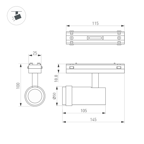 Светильник MAG-VIBE-SPOT-ZOOM-R47-10W Day4000 (WH, 20-55 deg, 48V) (Arlight, IP20 Металл, 5 лет)