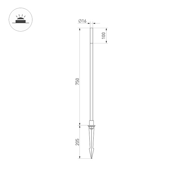 Светильник KT-CANNA-L750-1W Warm3000 (DG, 110 deg, 24V) (Arlight, IP65 Металл, 3 года) Lednikoff