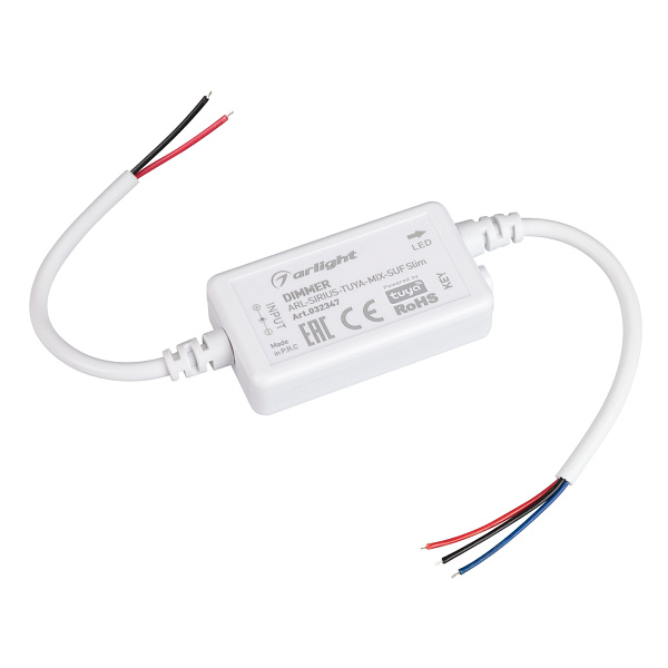 Диммер ARL-SIRIUS-TUYA-MIX-SUF Slim (12-24V, 2x3A, 2.4G) (Arlight, IP20 Пластик, 3 года) Lednikoff