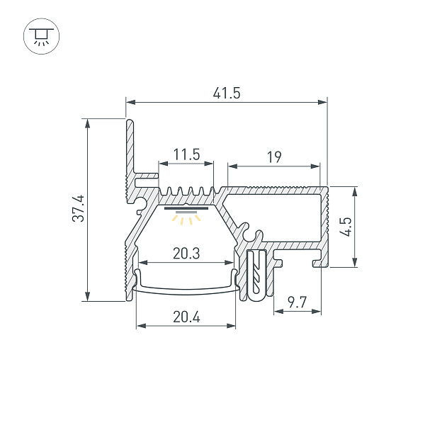 Профиль STRETCH-20-WALL-D-SIDE-2000 BLACK (Arlight, Алюминий) Lednikoff