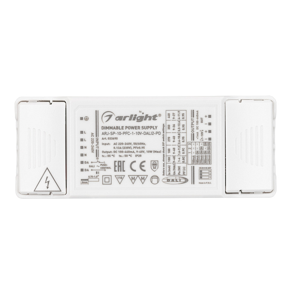 Блок питания ARJ-SP-10-PFC-1-10V-DALI2-PD (10W, 100-440mA) (Arlight, IP20 Пластик, 5 лет) Lednikoff