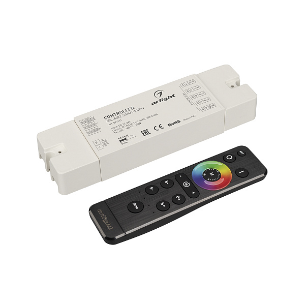 Диммер ARL-SET-PWM-104-72-RGBW-SH-IN, комплект (12-24V, 4x6A, 2.4G) (Arlight, IP20 Пластик, 3 года) Lednikoff