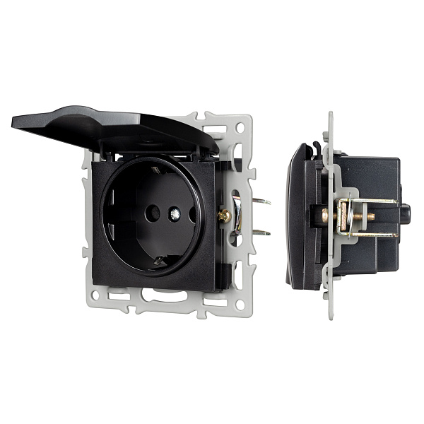 Механизм розетки влагозащищённый SCT-MCP-PL-BK (250V, 16A) (Arlight, -) Lednikoff