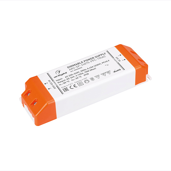 Блок питания ARV-SP-24075-PFC-TRIAC (24V, 3.1A, 75W) (Arlight, IP20 Пластик, 5 лет) Lednikoff